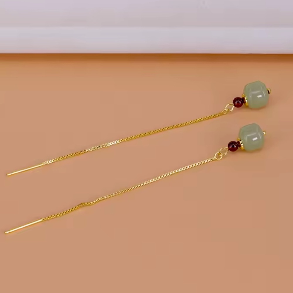 Hetian Jade Earrings - Picture 2 of 4